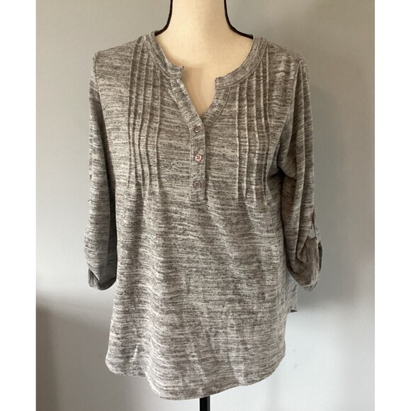 Notations Women’s 3 Button 3/4 Length Sleeve Shirt 2 Tops Rust & Heather Gray M - Picture 7 of 11